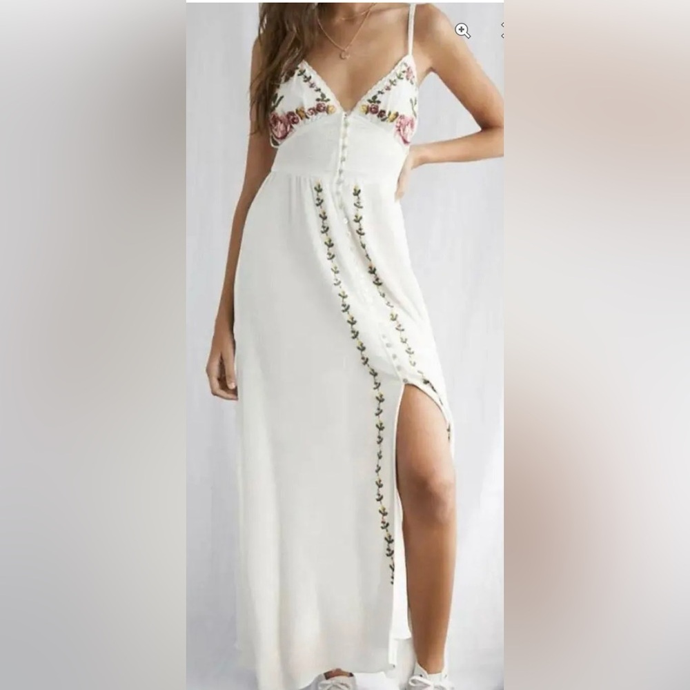 White Dress with Floral Embroidery